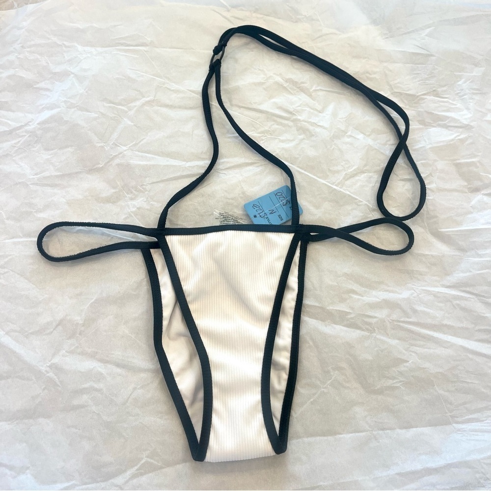 NWT Minimale Animale Plantoon Bikini Bottom Halter Harness , Medium , White rib